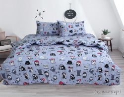 Комплект постільної білизни наволочки 50*70см Ранфорс Совята (серый)