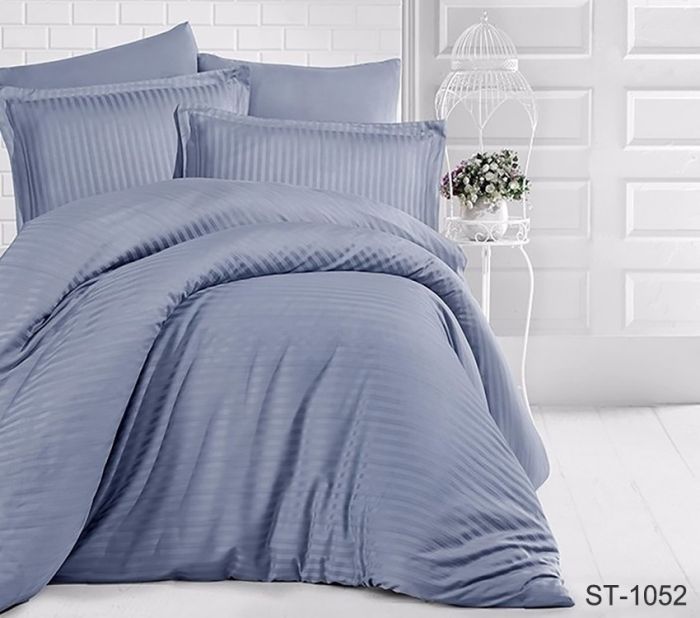 Комплект постільної білизни євро Страйп-Сатин LUXURY ST-1052