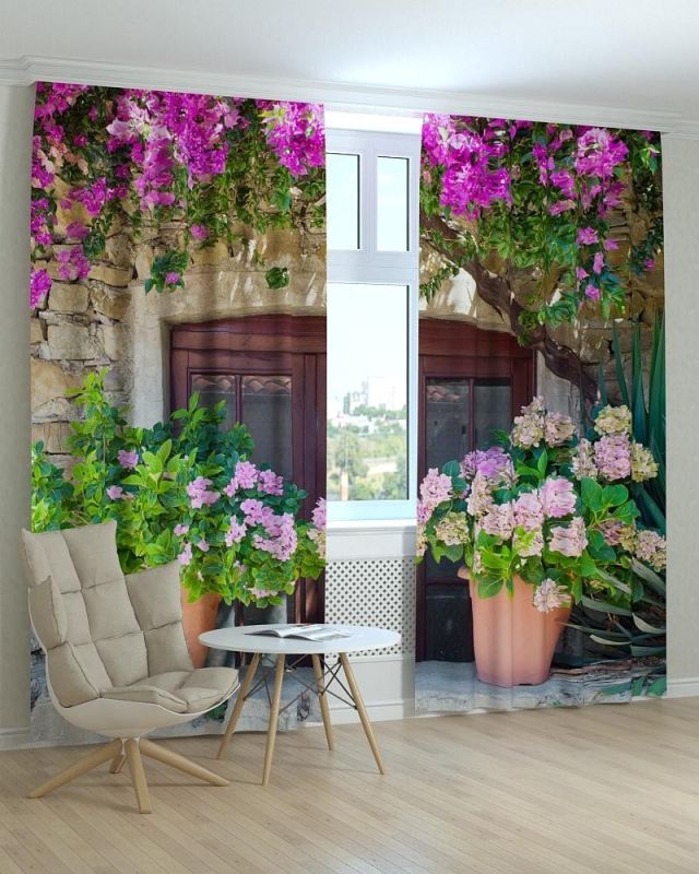 Фотоштори DECOLIV Квіти Принт 02-005 Тюль