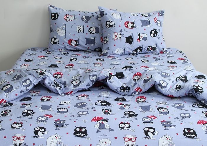 Комплект постільної білизни наволочки 50*70см Ранфорс Совята (серый)