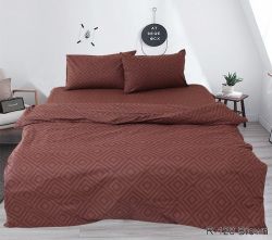 Комплект постільної білизни євро наволочки 50*70см Ранфорс R128Brown