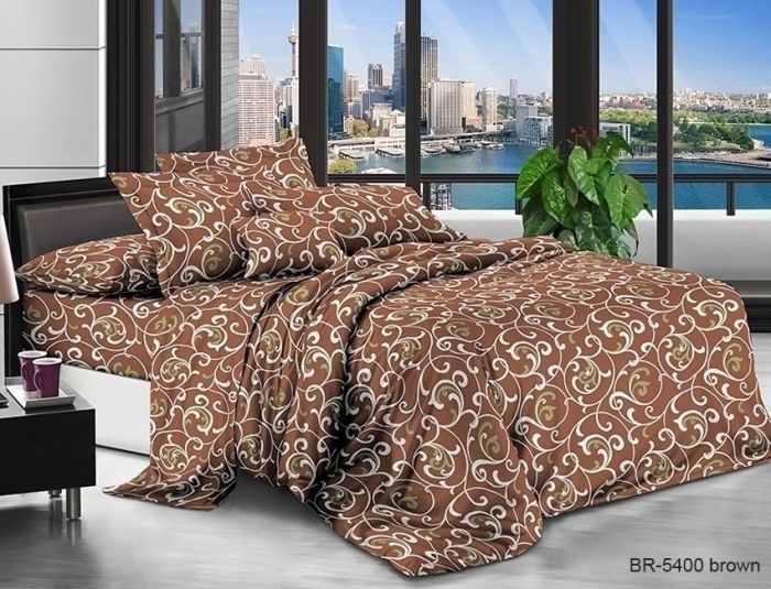 Комплект постільної білизни сімейний наволочки 50*70см Поликоттон BR5400 brown