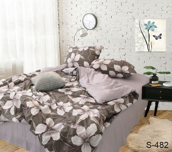 Комплект постільної білизни євро Сатин S482