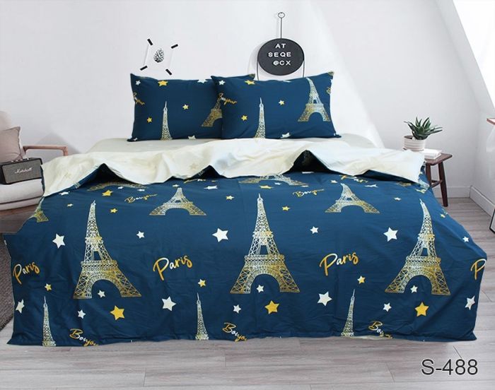 Комплект постільної білизни євро Сатин S488