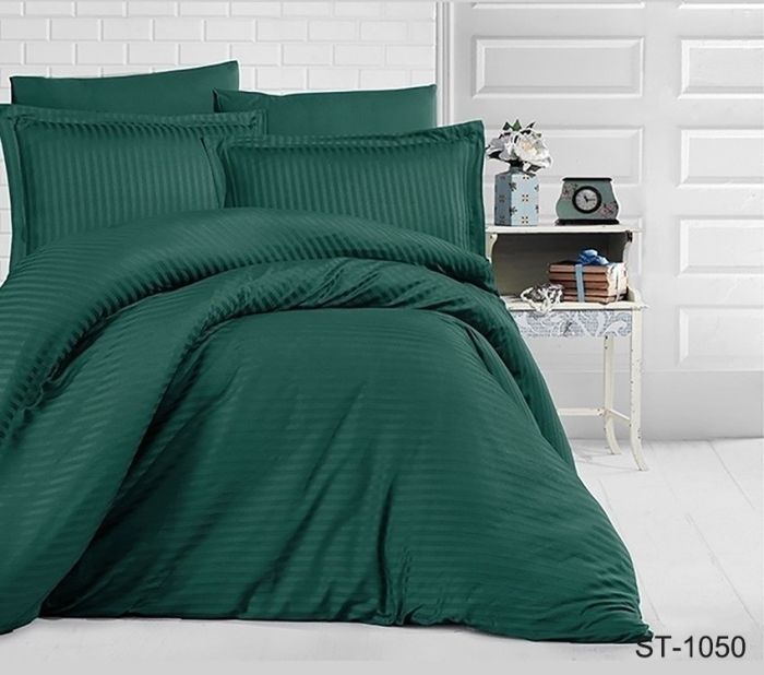 Комплект постільної білизни євро Страйп-Сатин LUXURY ST-1050